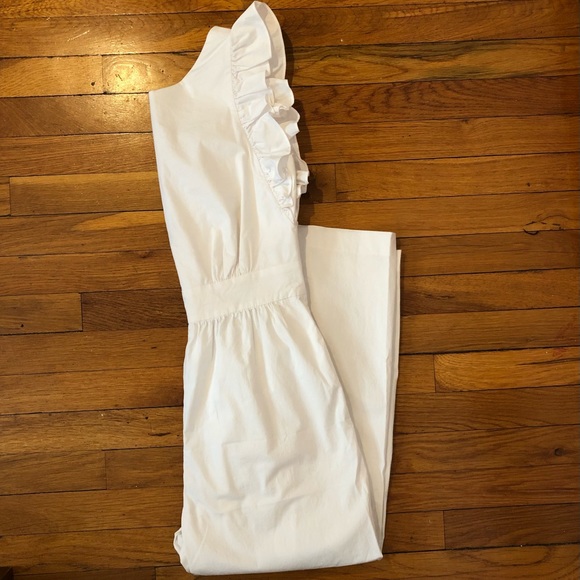 1901 Wide Leg Ruffle Jumpsuit Wht - Picture 2 of 4